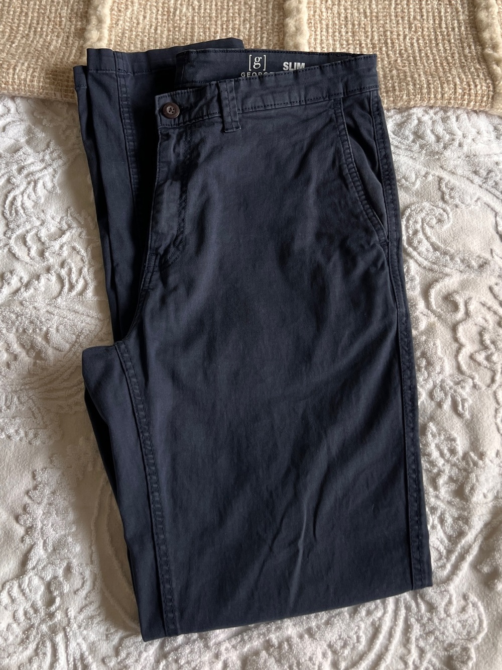 George Slim Fit Men’s Pants Navy Pants Chino 34x34